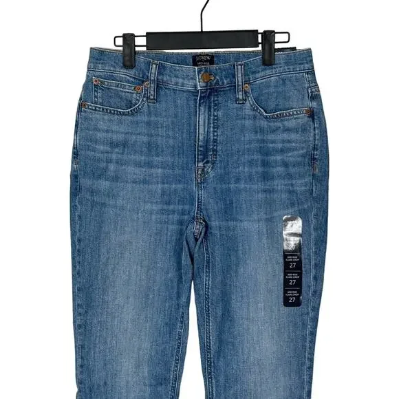 NWT J.Crew Flare Crop Mid-Rise Jean in All-Day Stretch Blue Pebble Wash Size 27